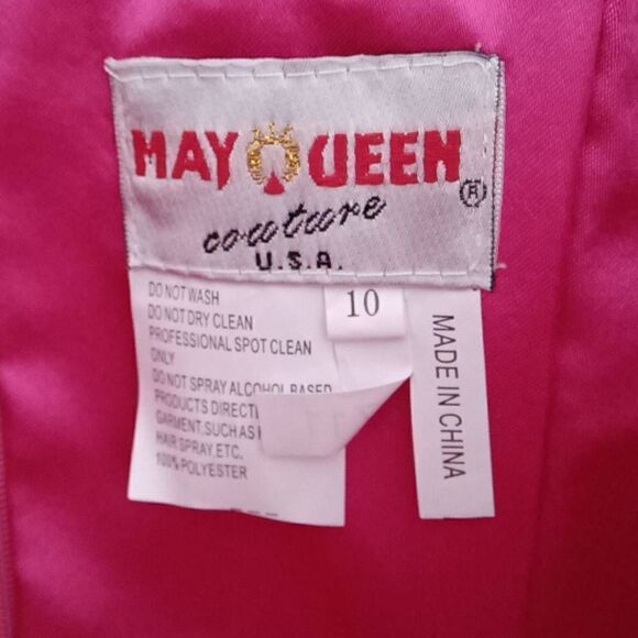 May Queen Women's Mini Strapless Bridesmaid Evening Dress Fuschia Pink Size 10 - Picture 4 of 5